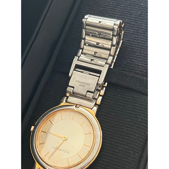 Vintage Yves Saint Laurent Wristwatch Two Tone Gold Silver Quartz✨ - Picture 12 of 14